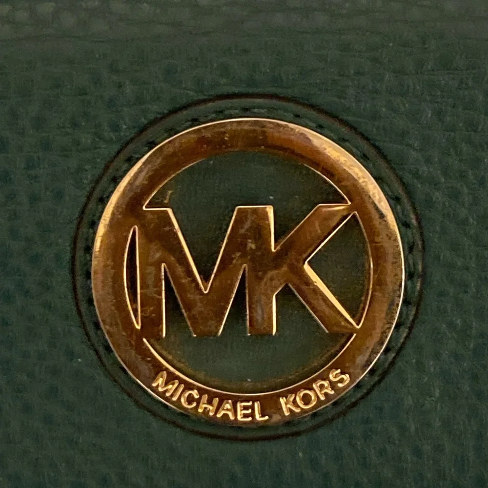 Michael Kors Dark Teal Pebbled Leather Wallet with Gold MK Emblem - Picture 2 of 13